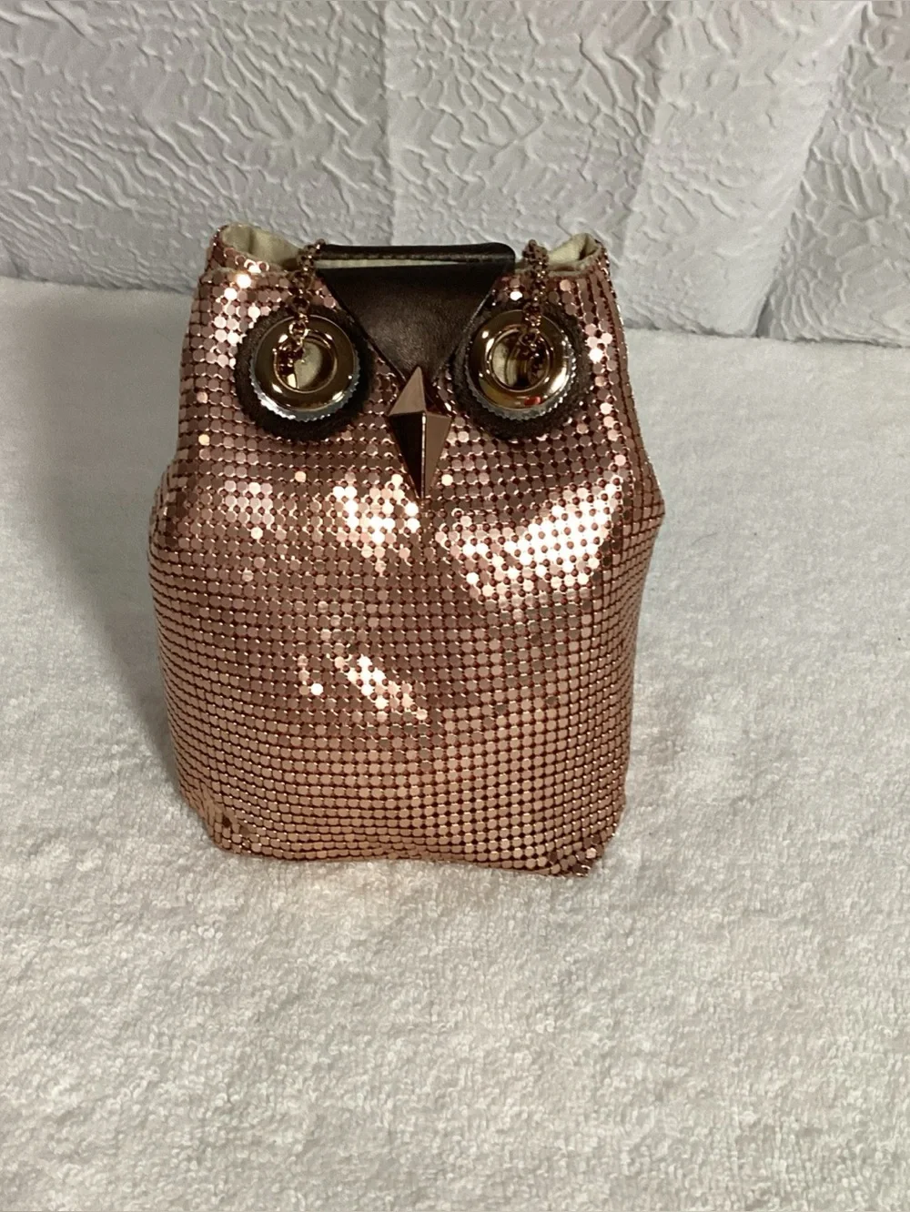 Kate Spade Evening Belle Night Owl Rose Gold Metallic Shoulder Bag